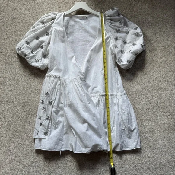 New RHODE Elsa Embellished Cotton Wrap Minidress size S - Picture 13 of 16